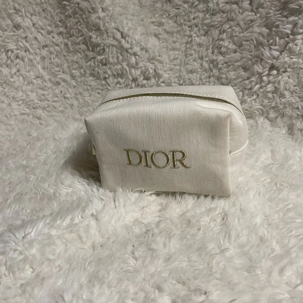 Dior Beauty off White denim Fabric Cosmetic Pouch With Logo embroidery.